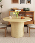 Mesa de comedor redonda para 4, moderna mesa de cocina de granja, mesas de