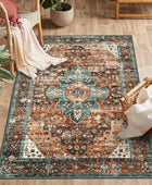 Moynesa Alfombra ultrafina lavable vintage de 3 x 5 pies, estilo bohemio,...