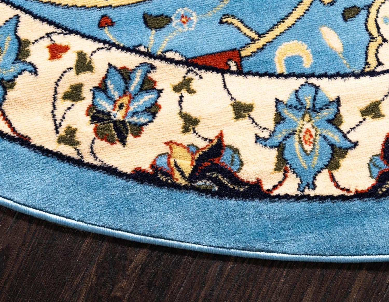 Unique Loom Espahan Collection - Alfombra de área (8 pies, redonda, azulnegro)