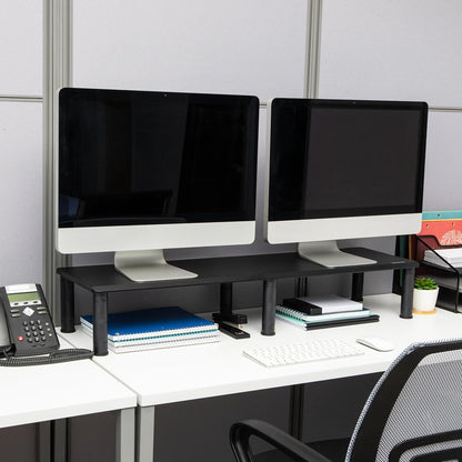 Soporte para monitor doble, altura ajustable, organizador de escritorio,