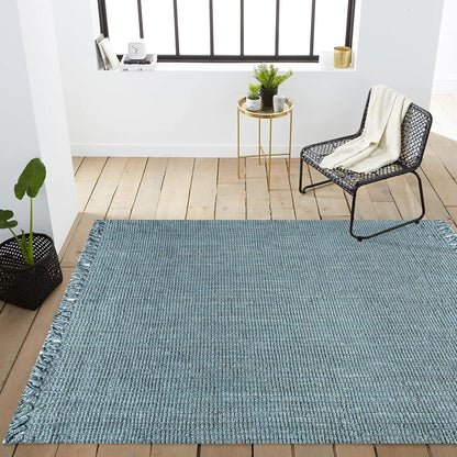 NRF103B-3 Pata Alfombra tejida a mano de yute grueso con flecos para interior,