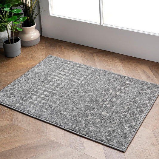 Alfombra decorativa Blythe marroquí, 2 'x 3', gris oscuro
