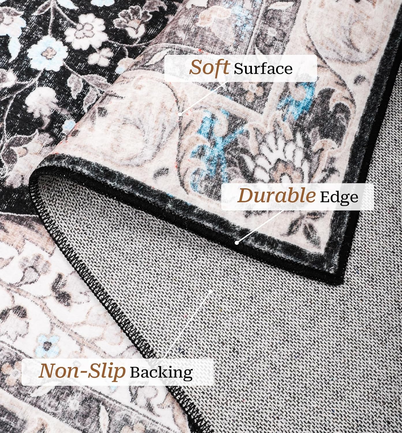 Alfombra para sala de estar, lavable y resistente a manchas, con base...