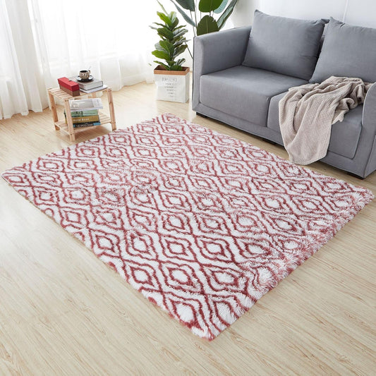 Alfombra geométrica suave y esponjosa, alfombra lanuda de felpa para sala de
