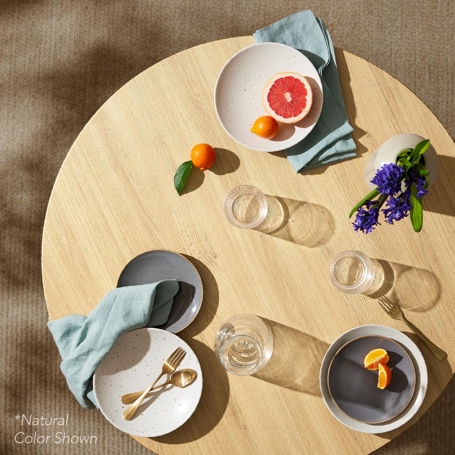 Best Choice Products Mesa de comedor redonda con patas de acero, color marrón...