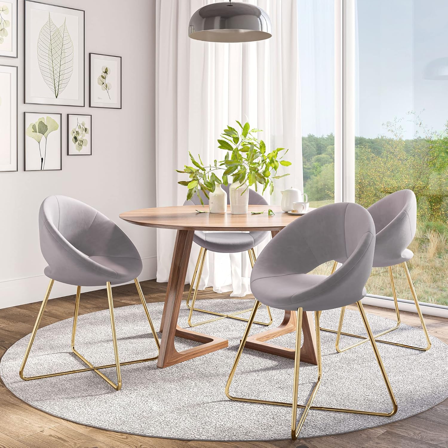 BELLEZE Juego de 2 sillas decorativas modernas de terciopelo, cómodas sillas de...