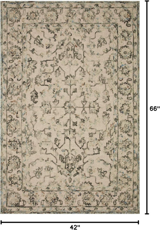 Halle Collection HAE-05 Alfombra decorativa gris cielo de 3 pies 6 pulgadas x 5