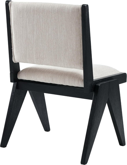 Juego de 2 sillas de comedor color beige, modernas de mediados de siglo, sillas