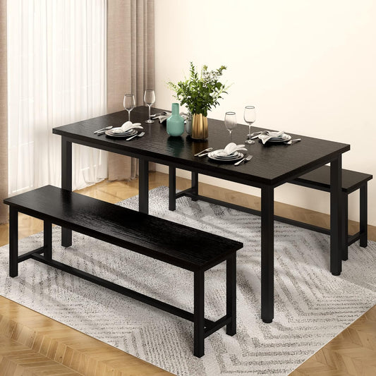 Juego de mesa de cocina con 2 bancos, juego de mesa de comedor para 4 personas,