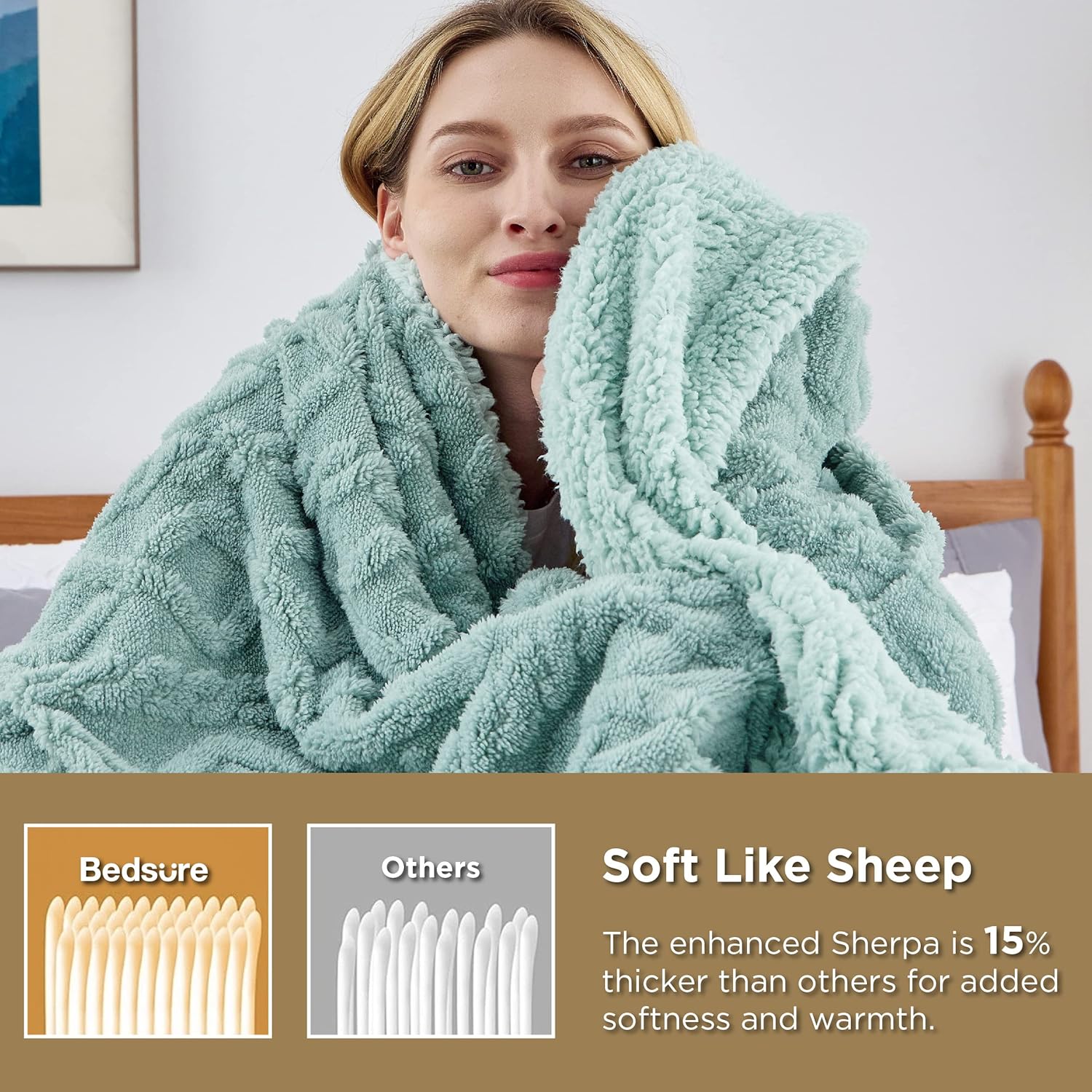 Bedsure Manta Sherpa para sofá  Manta mullida, suave y acogedora para la cama,...