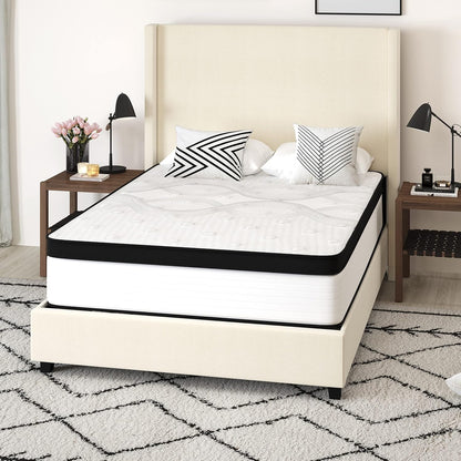 Lofton Colchón híbrido extra firme, color blanco, espuma certificada