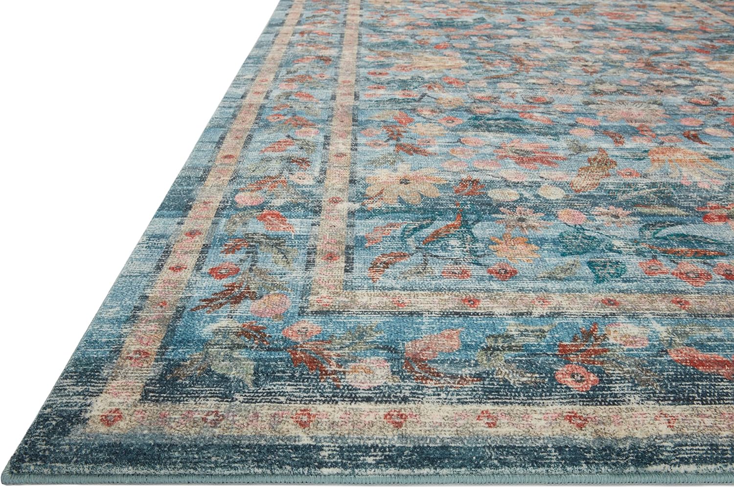 Loloi Rifle Paper Co. x Courtyard Blue - Alfombra decorativa ovalada de 2 pies...