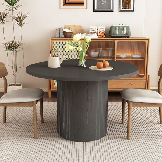 Mesa de comedor redonda para 4, moderna mesa de cocina de granja, mesas de...