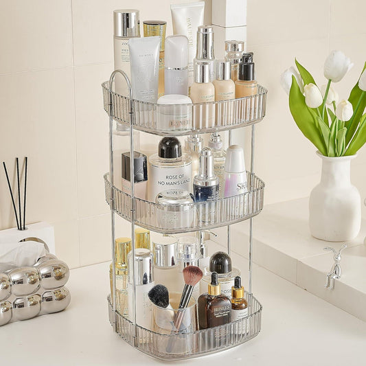 Organizador de maquillaje giratorio cuadrado Organizador de contador de baño