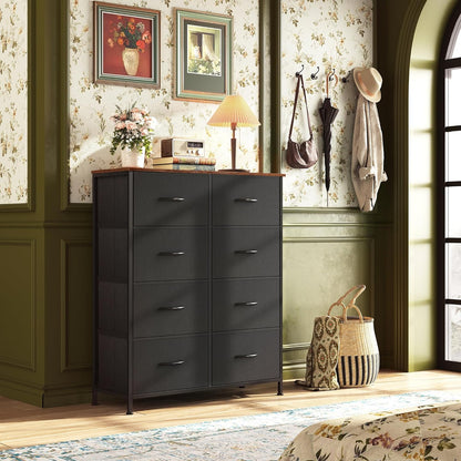 Cómoda de tela con 8 cajones, cajonera de almacenamiento para dormitorio,