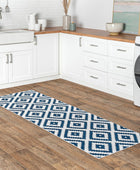 nuLOOM Kellee - Alfombra ultra fina lavable a máquina, diseño de diamantes...