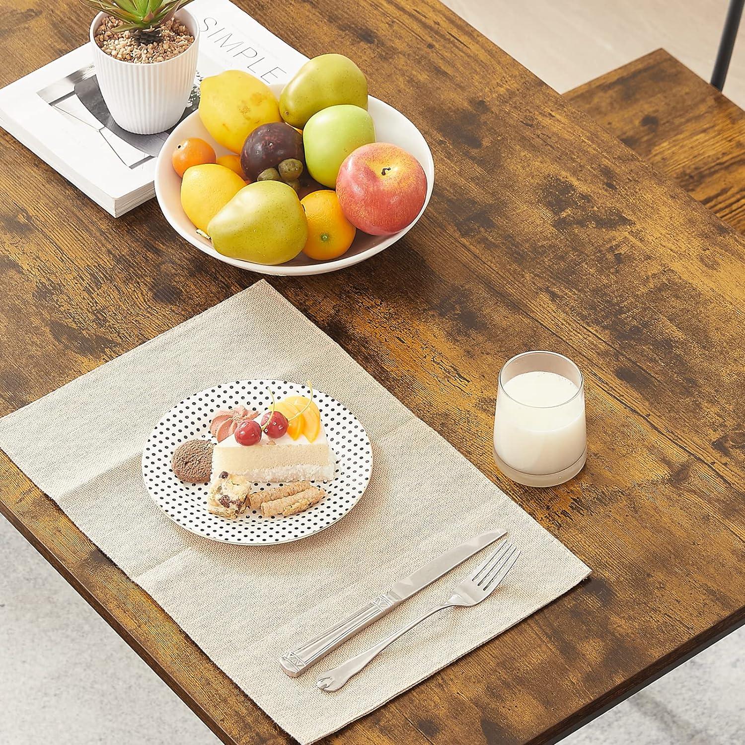 Juego de mesa de comedor para 4, mesa de cocina rectangular de madera de metal