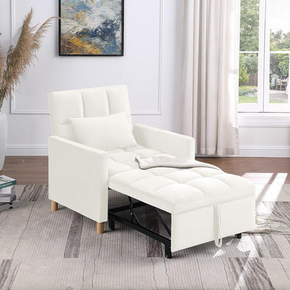 Sofá cama convertible 3 en 1 con almohada, respaldo ajustable y tela de