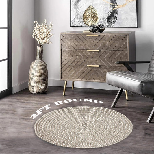 Alfombra redonda tejida a mano para sala de estar, dormitorio, estudio, silla