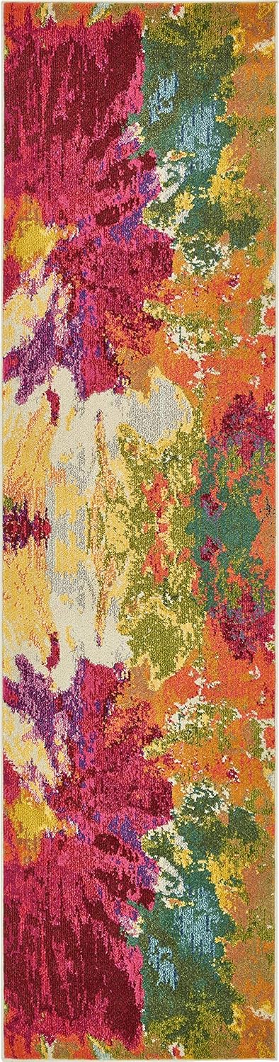 Unique Loom Estrella Collection Alfombra colorida, abstracta, floral,...