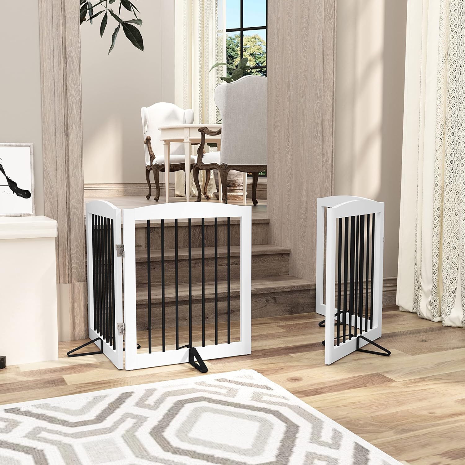 Puerta independiente para mascotas para perros, puerta plegable de madera para...