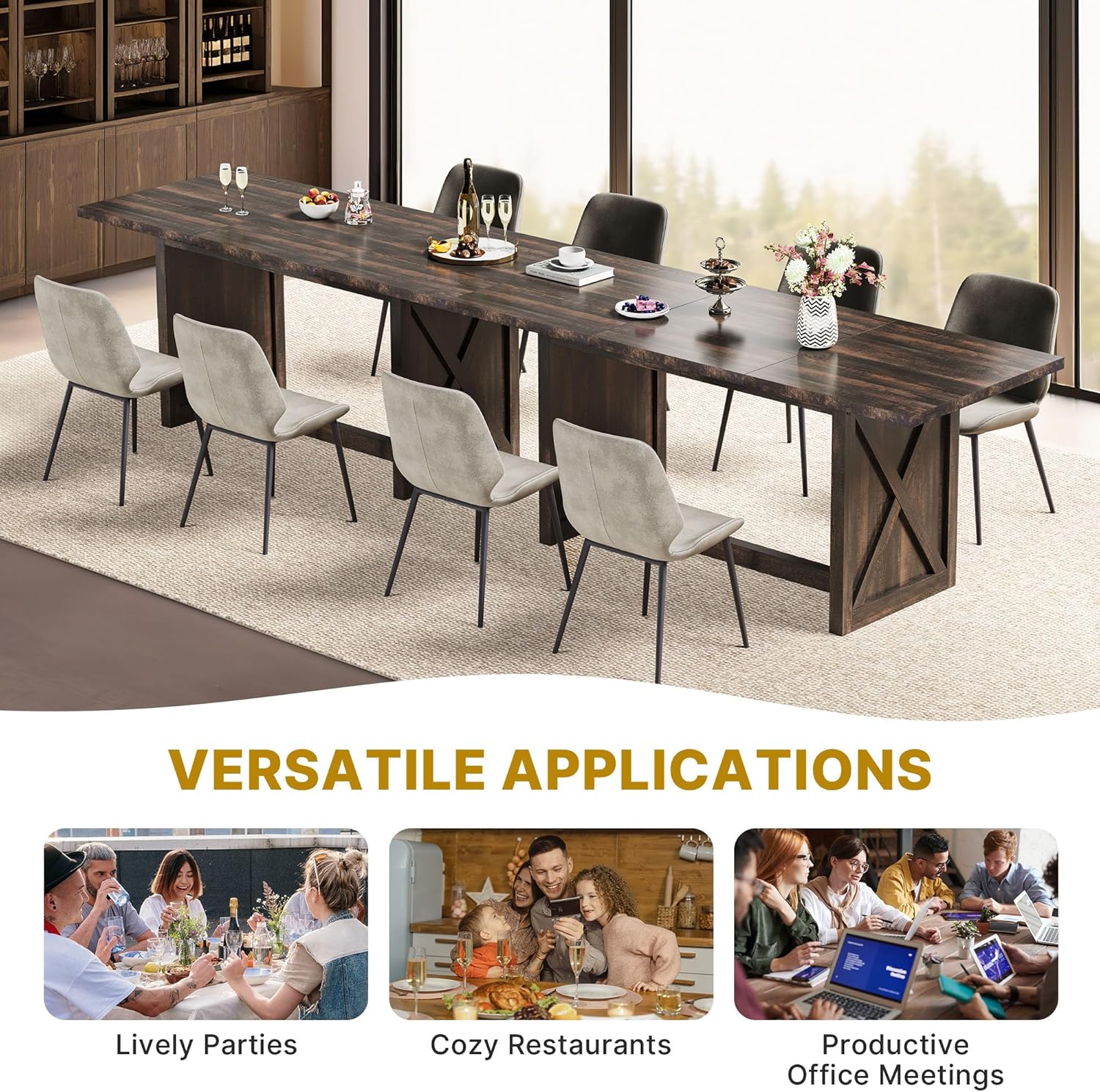 YITAHOME Mesa de comedor grande de 70.8 pulgadas para 6 a 8 personas, mesa de...