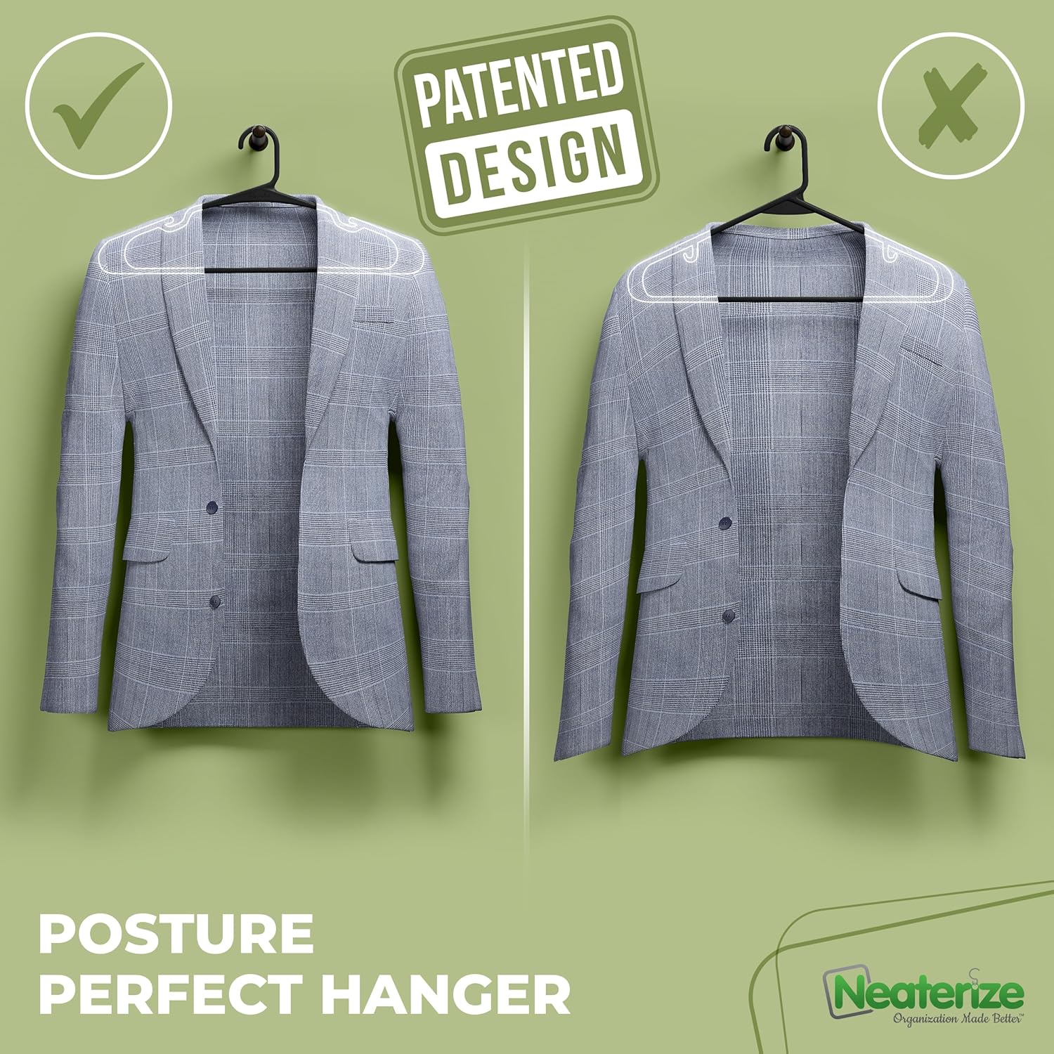 NEATERIZE Perchas de plástico para colgar ropa para adultos, paquete de 100...