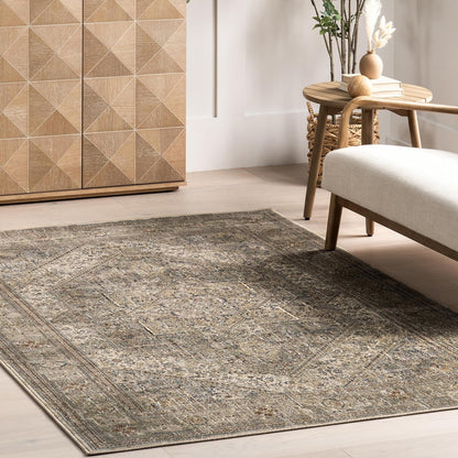 Carol Alfombra decorativa tradicional de medallón, 3 x 5, color beige
