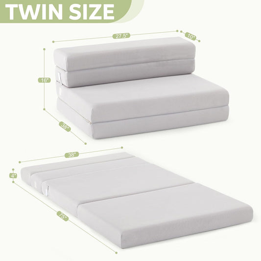 Colchón plegable de 4 pulgadas, sofá cama plegable para adultos, campamento,