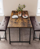 Dining Table Set for 4, Kitchen Table Set with 2 Upholstered Benches, Dining