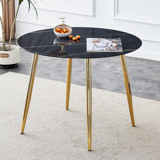 Mesa de comedor redonda de vidrio de 40 pulgadas, mesa de cocina moderna con