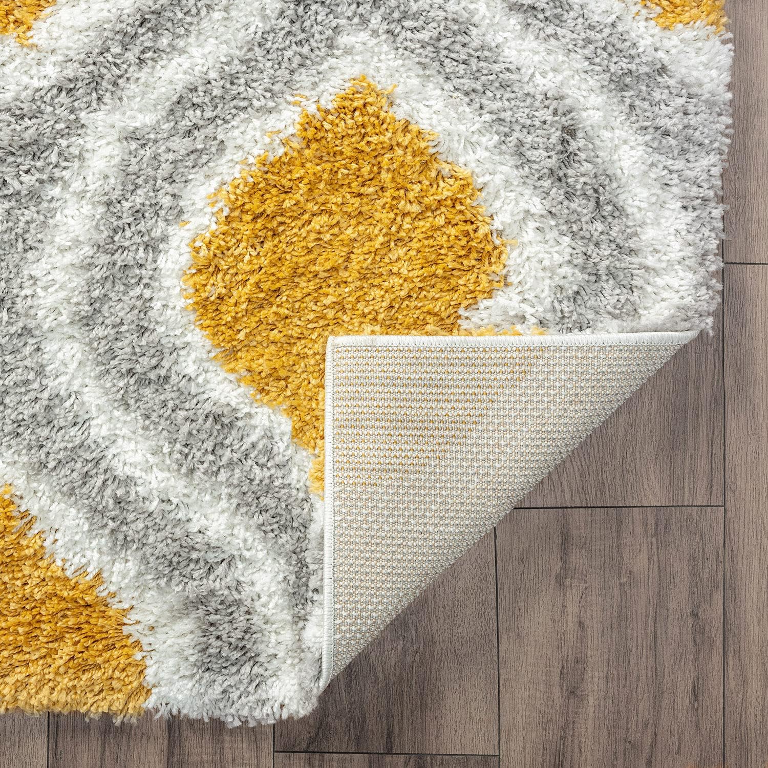 Alfombra dorada Easy Clean Shag de 5 x 7 pies, alfombra de área moderna de 5 x...