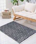 Ramanta Home Alfombra 100% algodón con diamantes de 21 x 34 pulgadas, tejida a...