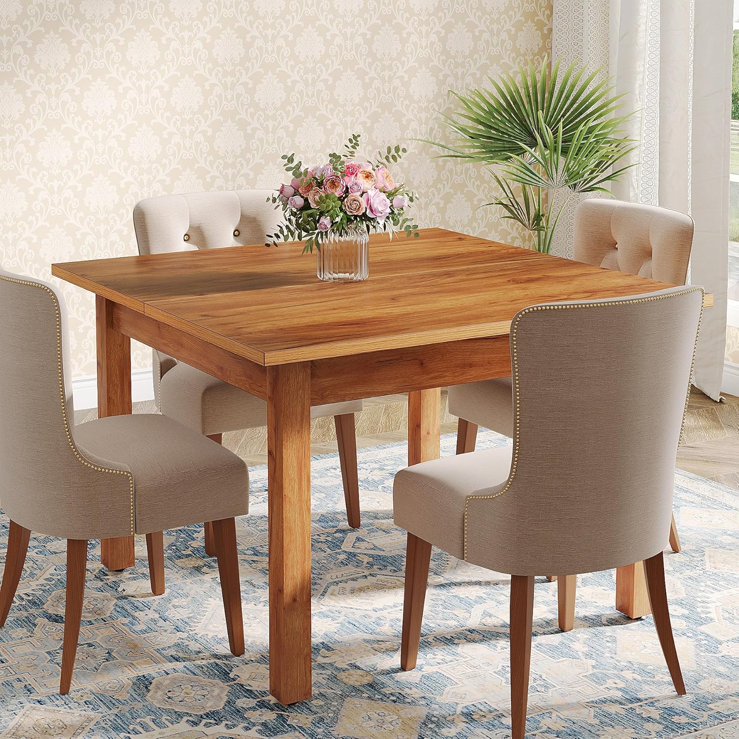 Tribesigns Mesa de comedor de madera, mesa de cocina de granja para comedor,...