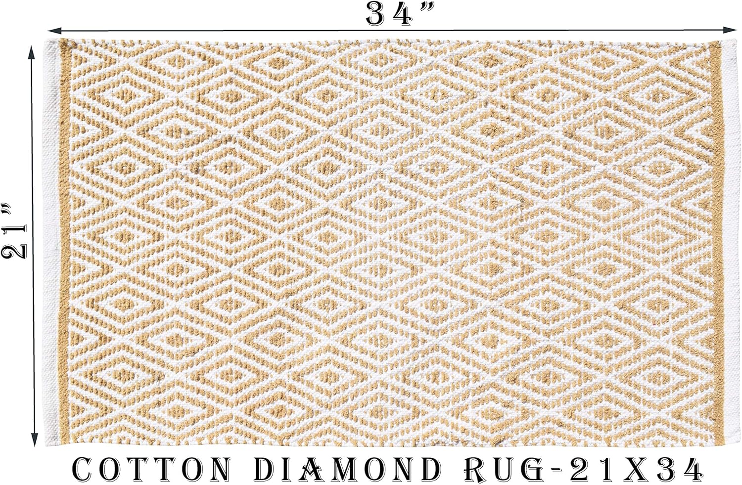 Ramanta Home Alfombra 100% algodón con diamantes de 21 x 34 pulgadas,...
