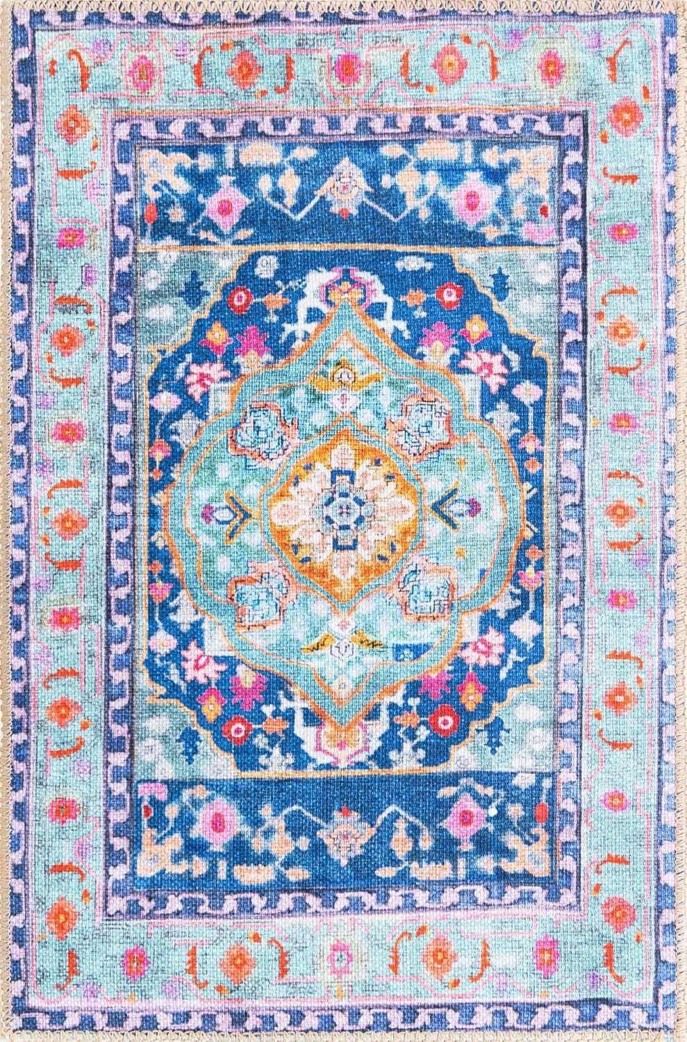 Unique Loom Revival Collection - Alfombra tradicional con borde de medallón...