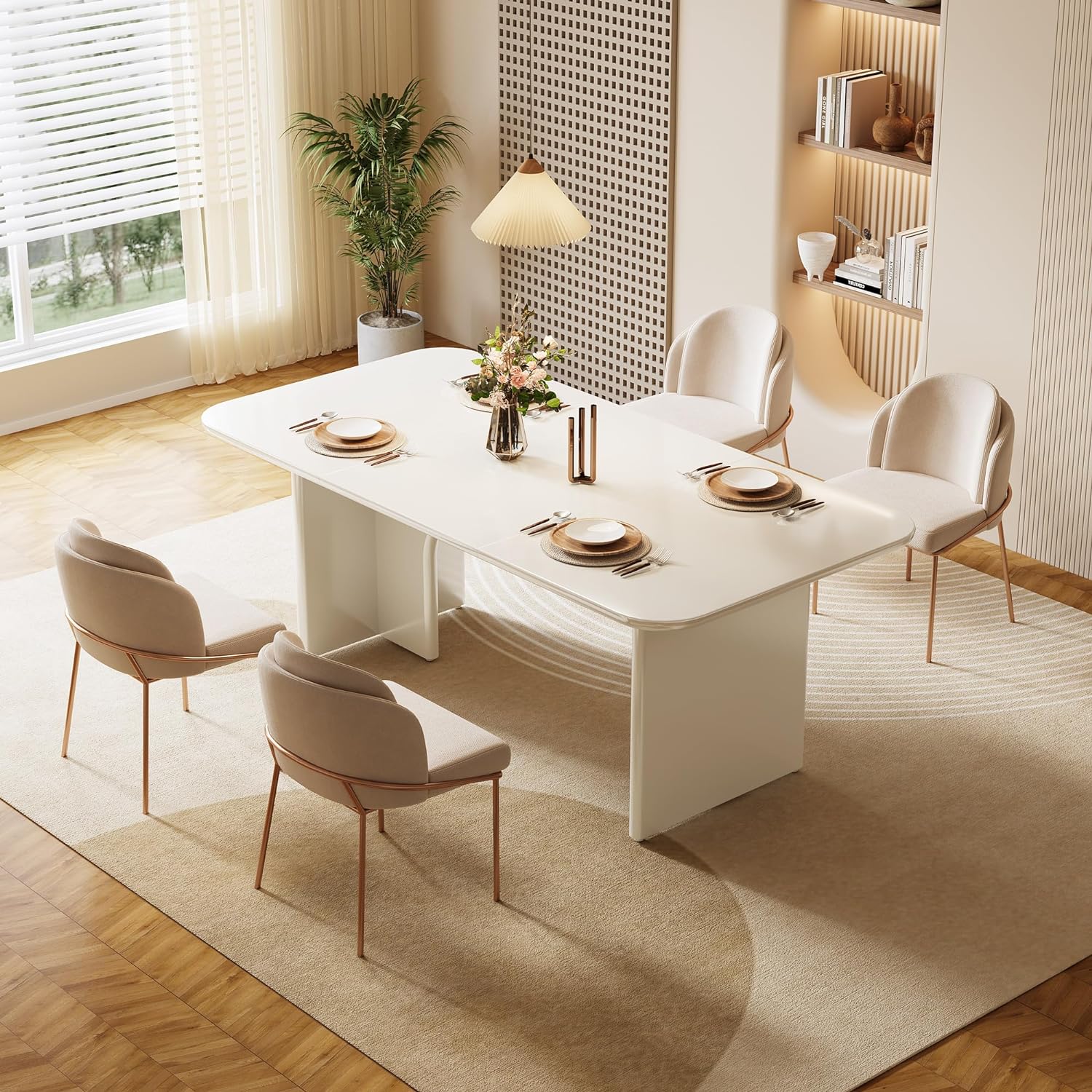 Mesa de comedor moderna para 4 a 6 personas, mesa de cocina rectangular grande