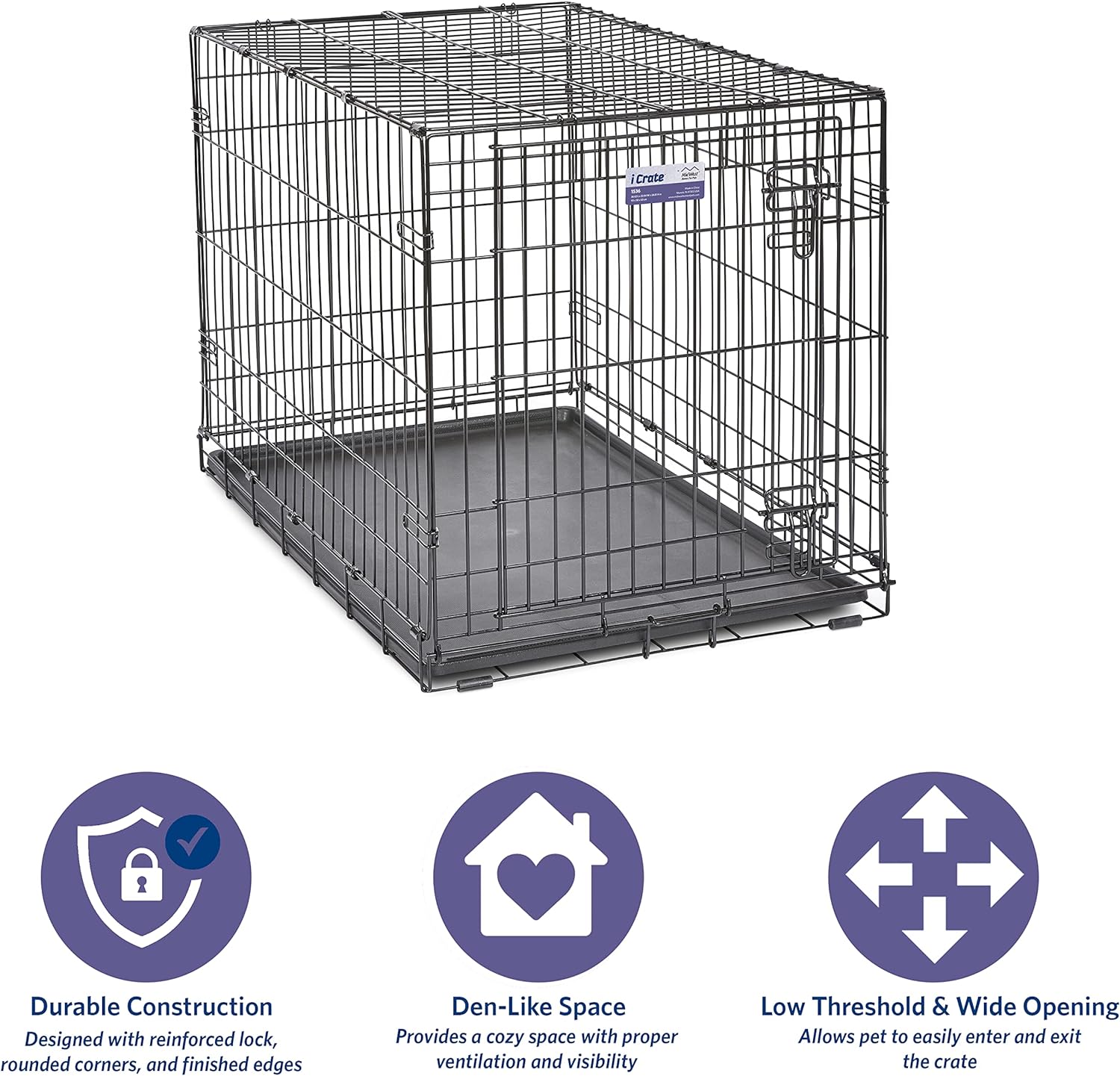 MidWest Homes for Pets - Jaula para perros iCrate de una puerta, mejorada,...