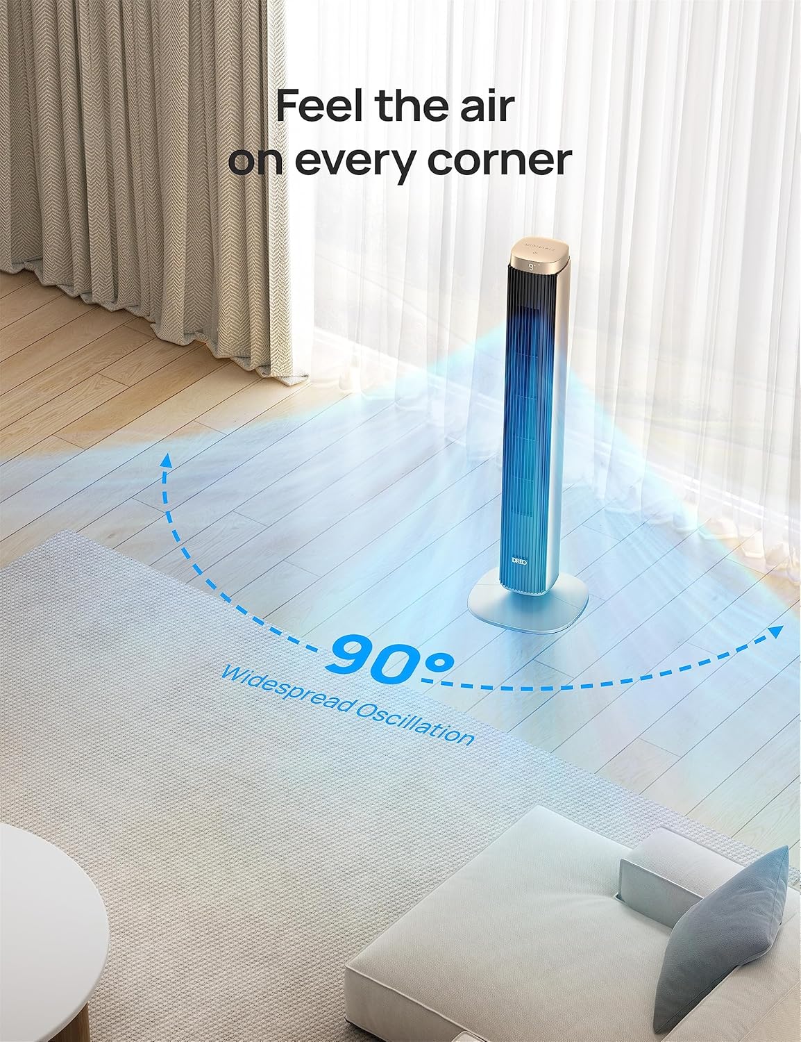 Dreo Ventilador de torre para dormitorio, ventilador inteligente sin aspas de...