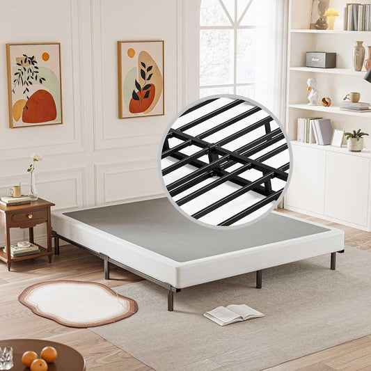Box Spring King Base de colchón de metal de 5 pulgadas, estructura resistente
