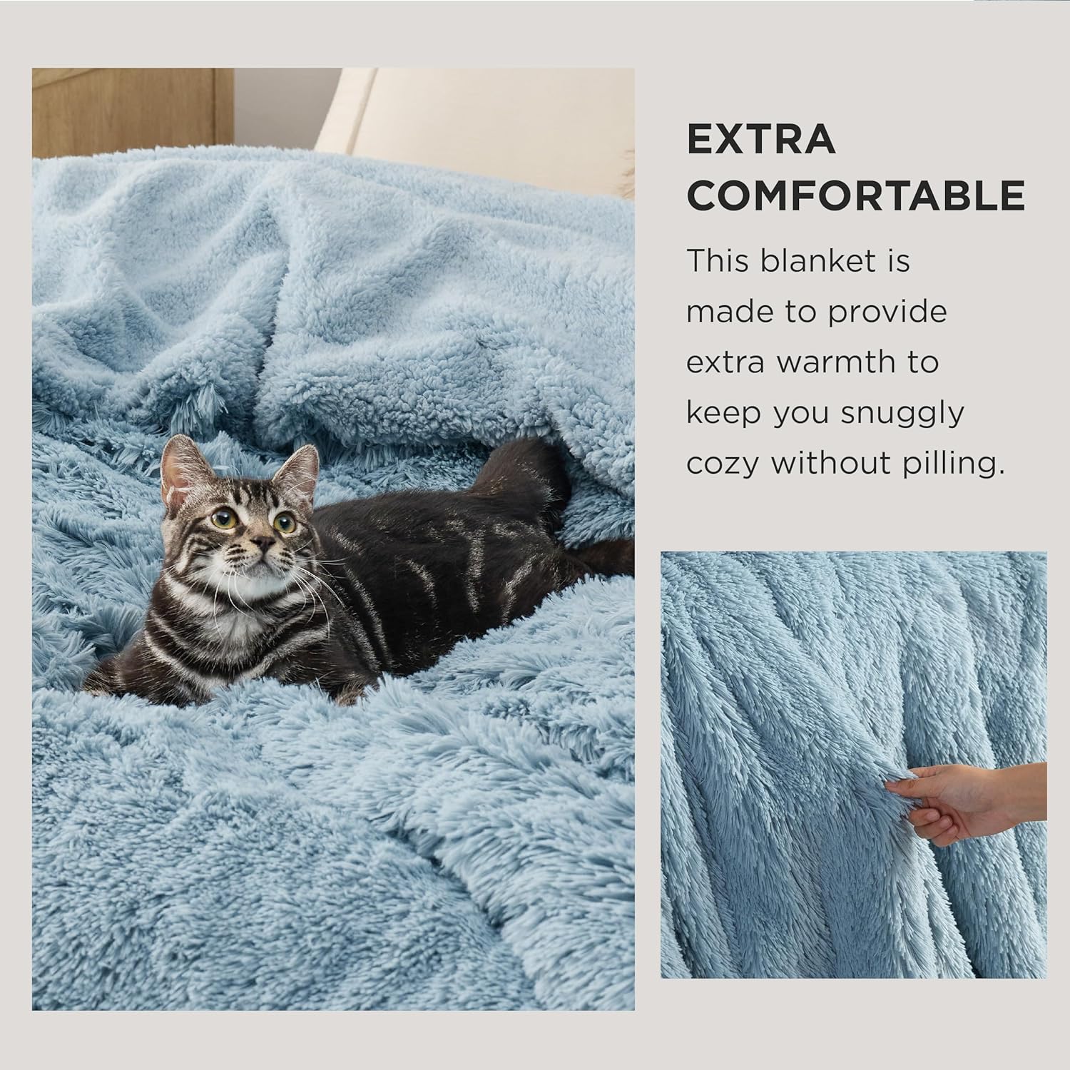 Bedsure Manta azul esponjosa, regalos para mujeres, hombres, forro polar suave,...