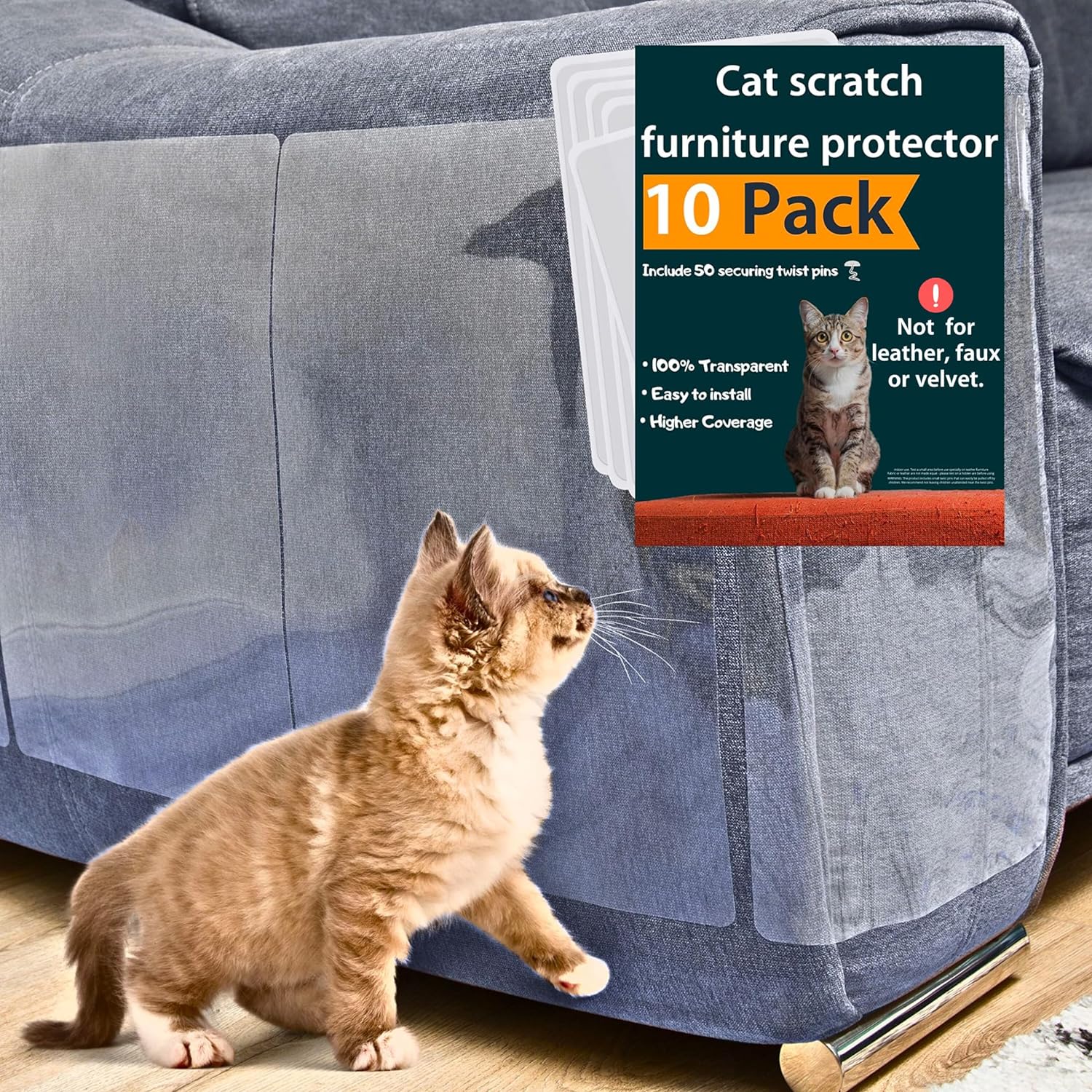 Protector de muebles antiarañazos para gatos, paquete de 10, protector de sofá...