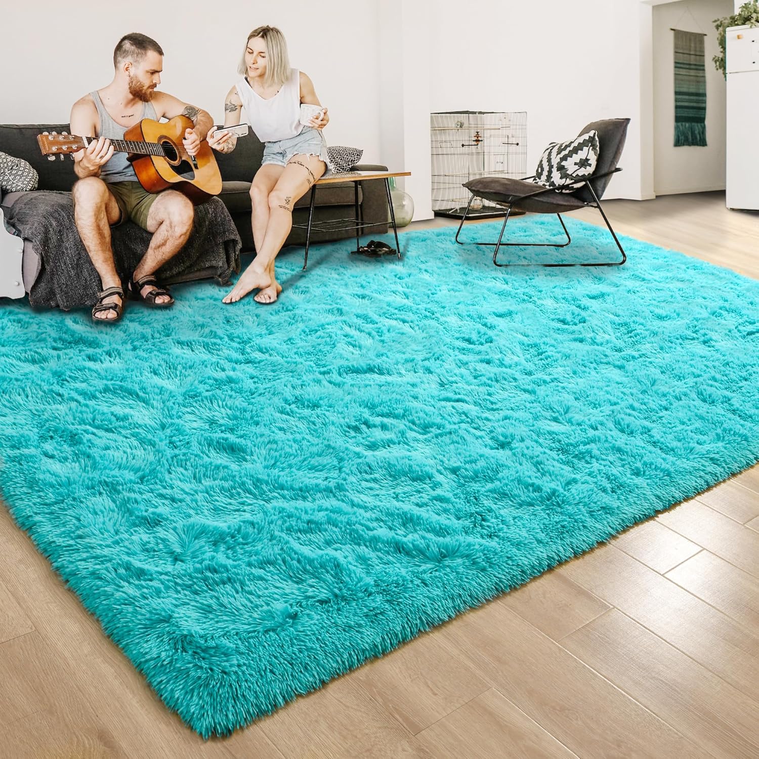 ISEAU Alfombra de área mullida, lanuda y cómoda para interiores, dormitorio de...
