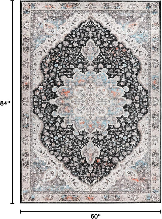Alfombra para sala de estar, lavable y resistente a manchas, con base...