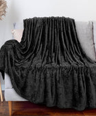 PAVILIA Manta negra para sofá cama, manta de forro polar suave para sofá y...