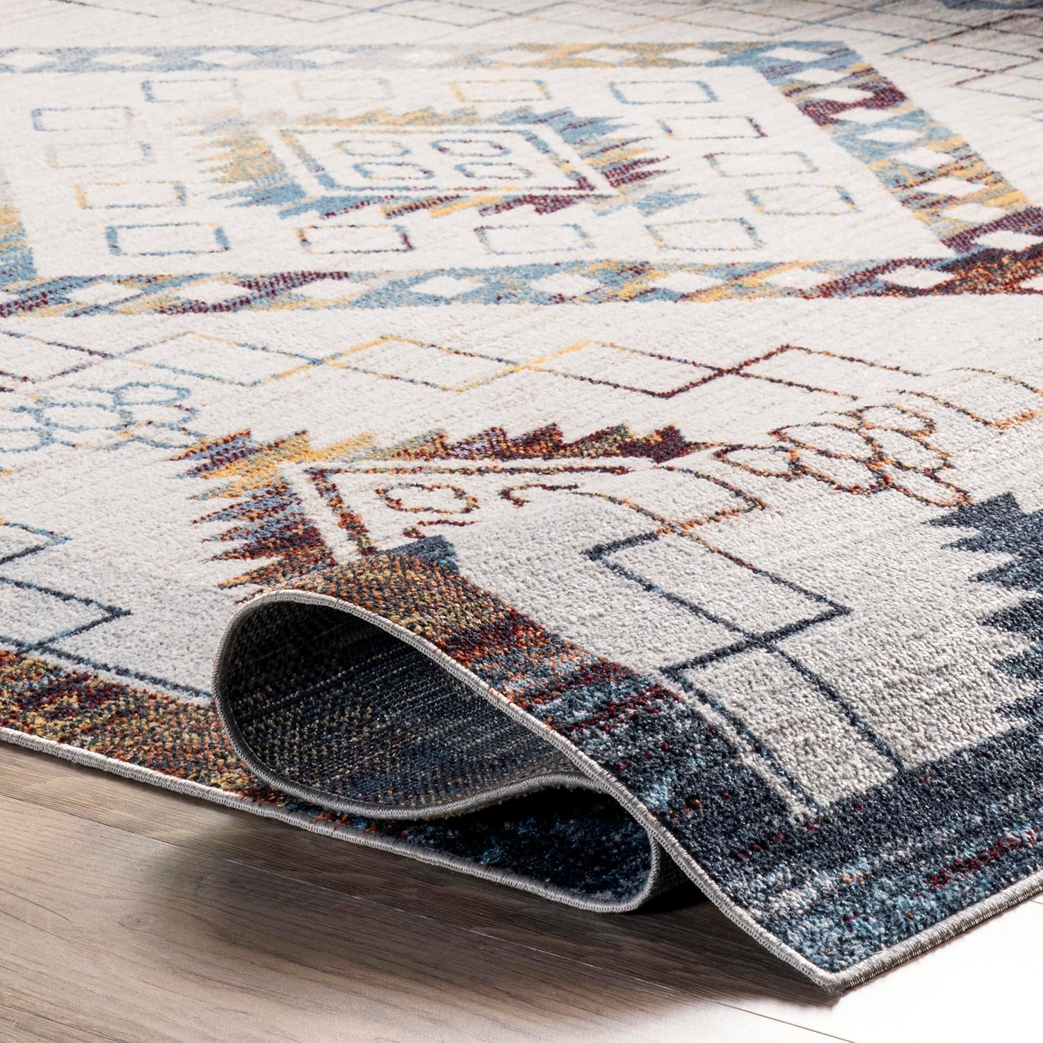 nuLOOM Kajal - Alfombra geométrica del suroeste, lavable a máquina, 7 x 9...