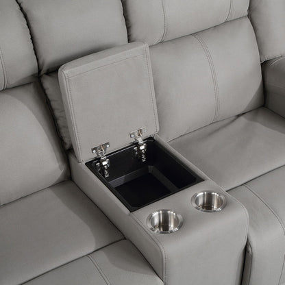 Lexicon Landwood - Sofá biplaza reclinable doble manual, color gris