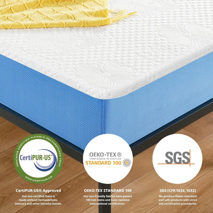 Colchón de espuma viscoelástica con infusión de gel ventilado de 10 pulgadas,