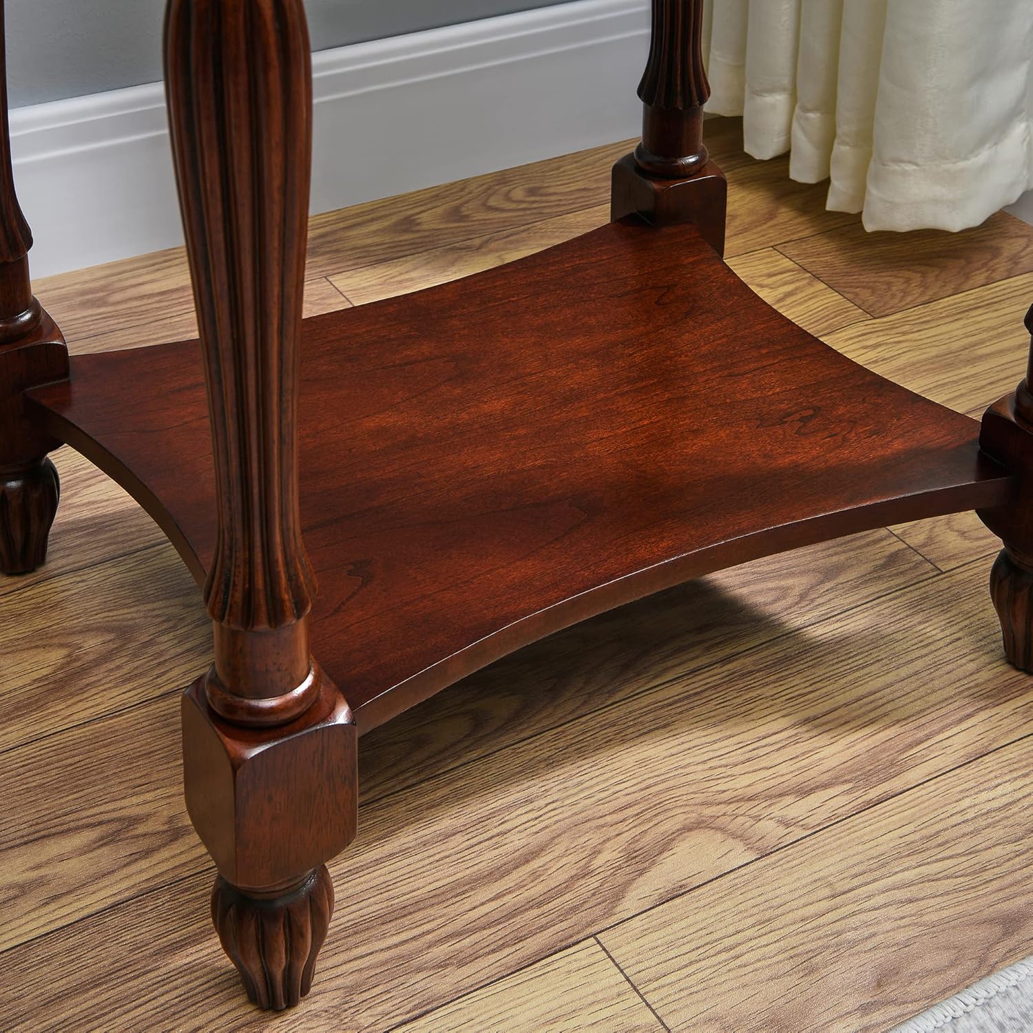 MODERION Mesa auxiliar de madera maciza con cajón y estante de almacenamiento,...