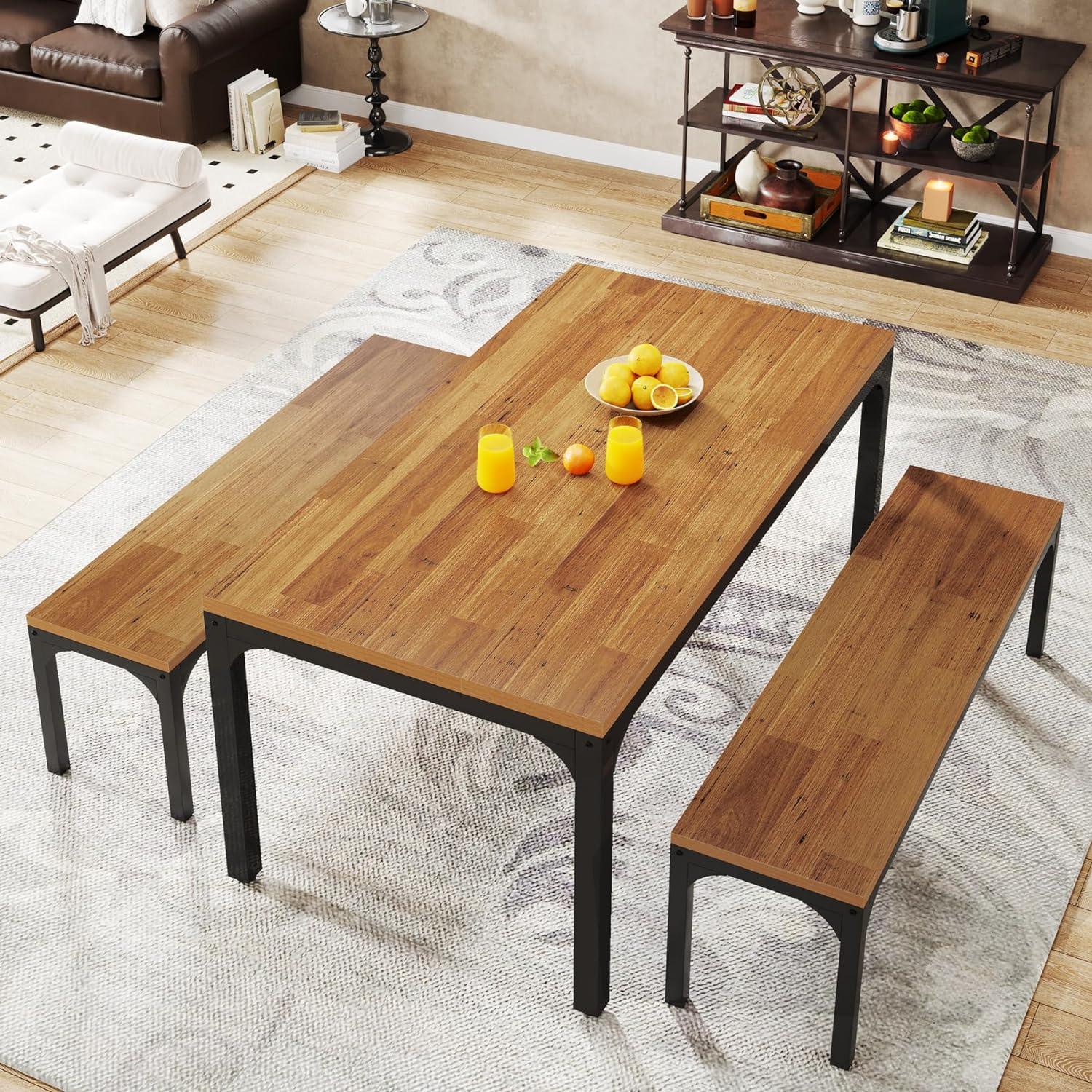 Tribeigns Juego de mesa de comedor para 6 personas, mesa de cocina rectangular